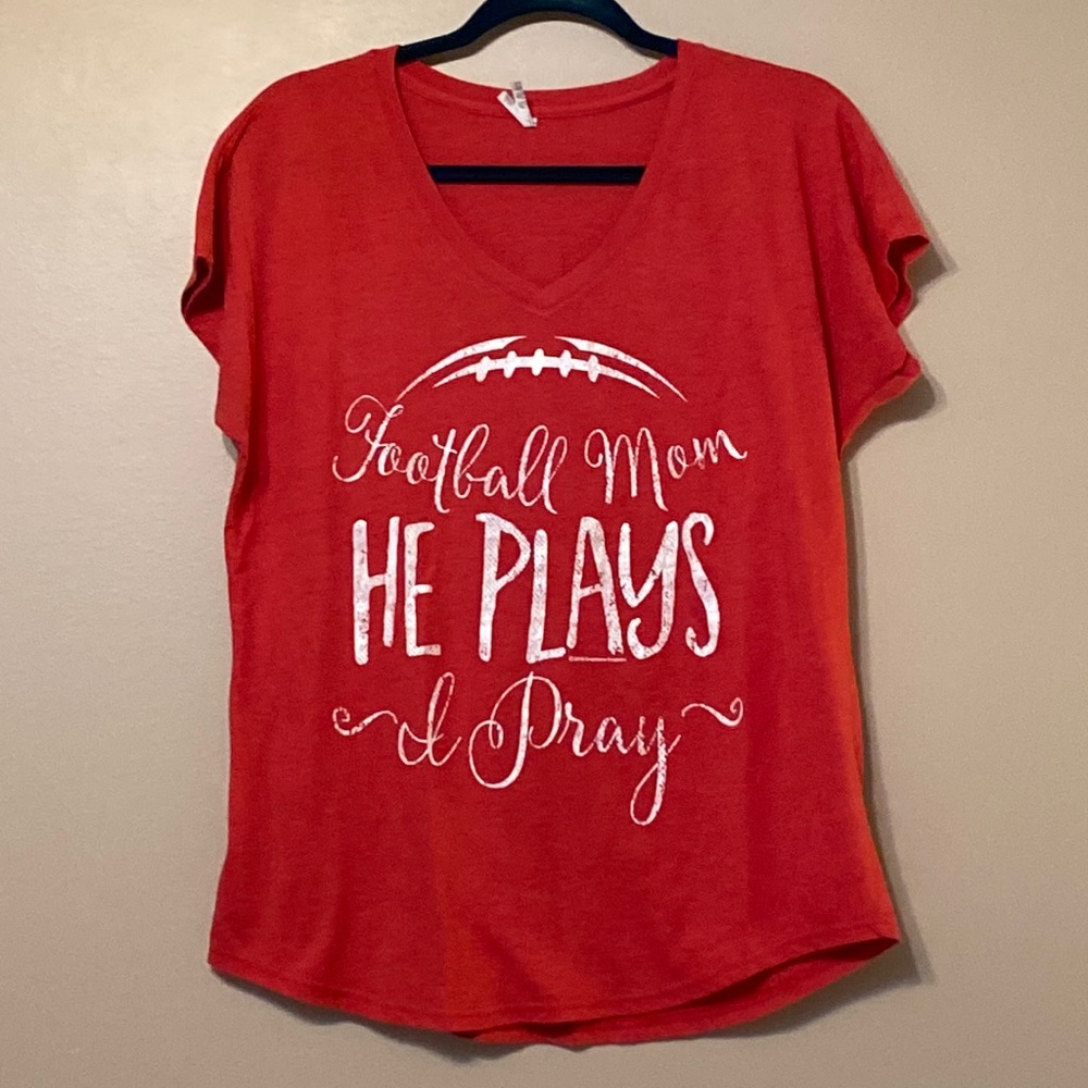 Red Football Mom Tee, Large